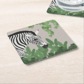 Zebra amongst Leaves Vierkante Kartonnen Onderzetter (Schuin)
