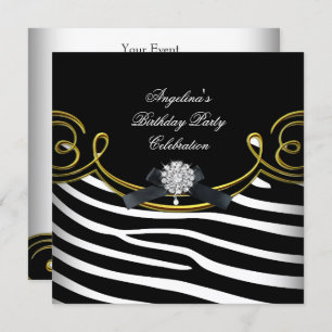 Zebra Animal Black White Gold-feestdag Kaart