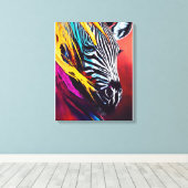 Zebra Animal Discovery Adventure Natuur Planet Canvas Afdruk (Insitu (Houten vloer))