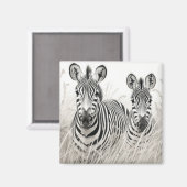 Zebra Animal Discovery Wild Natuur Ink Sketch Art Magneet (Voorkant / Achterkant)