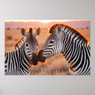Zebra Animal Natuur Wildlife Affection Caring Poster