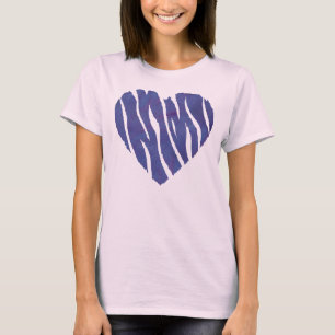 Zebra Animal Print Paars Heart T-shirt