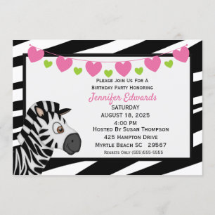 Zebra Anniversaire Fête Invitation