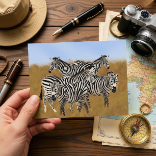 Zebra Ansichtkaart Afrikaanse Wilde Safari Briefkaart