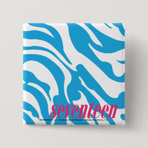 Zebra Aqua Vierkante Button 5,1 Cm