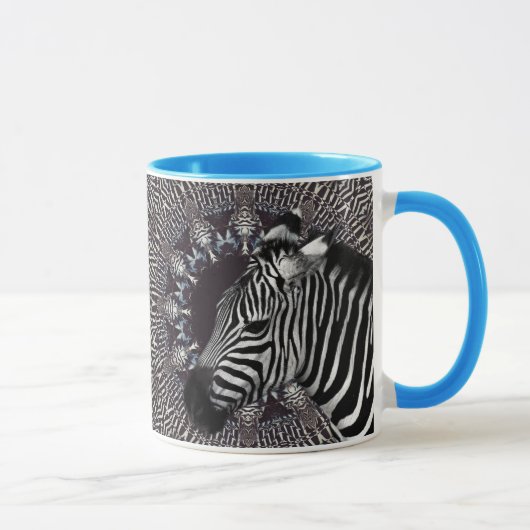 Zebra Art Light Blue Combo Mok (Rechts)