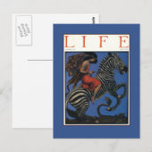 Zebra Art Nouveau Vrouw Briefkaart (Voorkant / Achterkant)