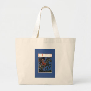 Zebra Art Nouveau Vrouw Grote Tote Bag