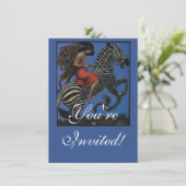 Zebra Art Nouveau Vrouw Kaart (Staand voorkant)
