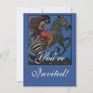 Zebra Art Nouveau Vrouw Kaart