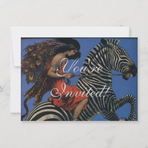 Zebra Art Nouveau Vrouw Kaart