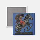 Zebra Art Nouveau Vrouw Magneet (Voorkant / Achterkant)