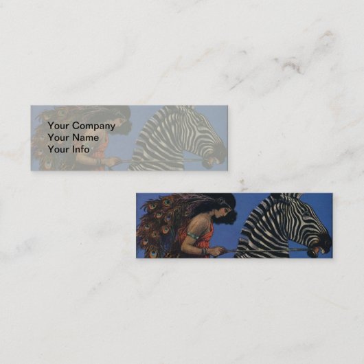  Zebra Art Nouveau Vrouw Mini Visitekaartje (Voorkant / Achterkant)