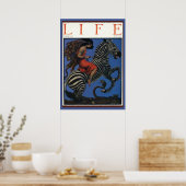  Zebra Art Nouveau Vrouw Poster (Keuken)