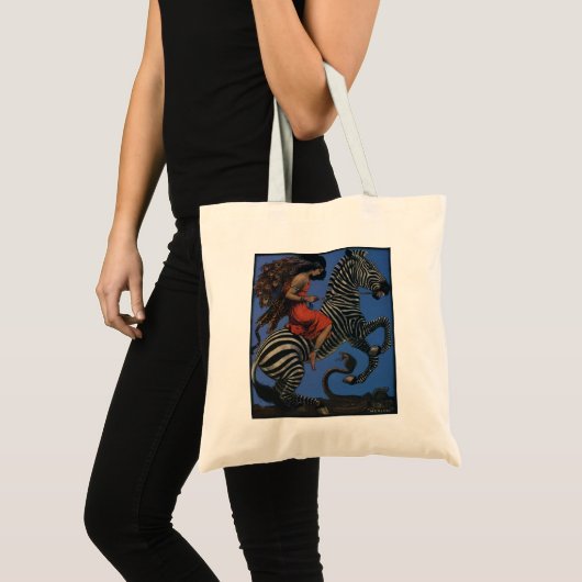 Zebra Art Nouveau Vrouw Tote Bag (Voorkant (product))