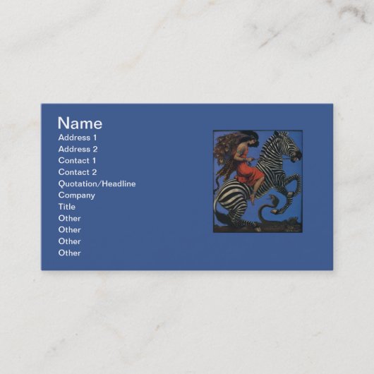  Zebra Art Nouveau Vrouw Visitekaartje (Voorkant)