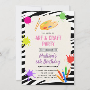 Zebra art party Invitation