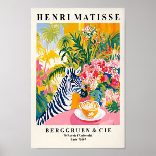 Zebra Art Print, Koffie Poster, Matisse Print, Pin Poster