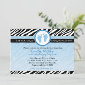 Zebra Baby Boy Shower Invitation Blue (Debout devant)