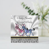 Zebra Baby Genre Reveal Party Invitation (Debout devant)