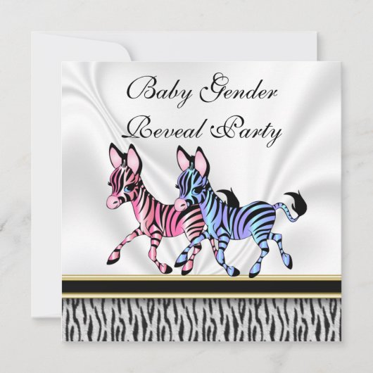 Zebra Baby Genre Reveal Party Invitation (Devant)