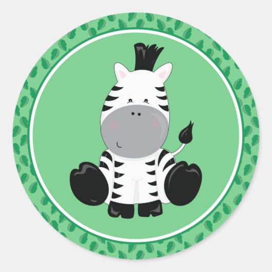 Zebra | Baby Safari Dieren Ronde Sticker (Voorkant)
