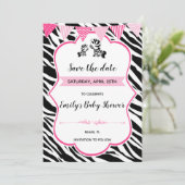 Zebra baby shower behalve datum save the date (Staand voorkant)
