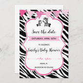 Zebra baby shower behalve datum save the date (Voorkant / Achterkant)