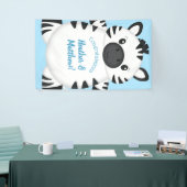 Zebra Baby shower blauw Spandoek (Beurs)