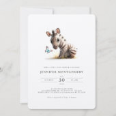 Zebra Baby shower Blue Boy Invitation (Devant)
