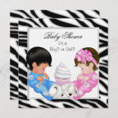 Zebra Baby shower Geslacht onthullen paren Kaart (Voorkant / Achterkant)