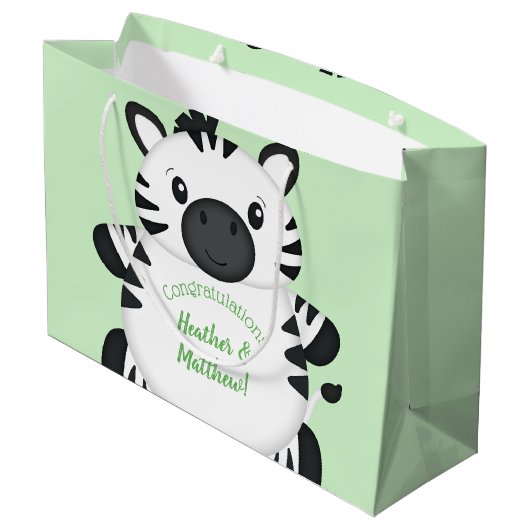 Zebra-Baby shower Groot Cadeauzakje (Achterkant Gekanteld)
