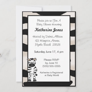 Zebra Baby shower Invitation Kaart