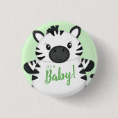 Zebra-Baby shower Ronde Button 3,2 Cm (Voorkant)