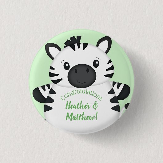 Zebra-Baby shower Ronde Button 3,2 Cm (Voorkant)