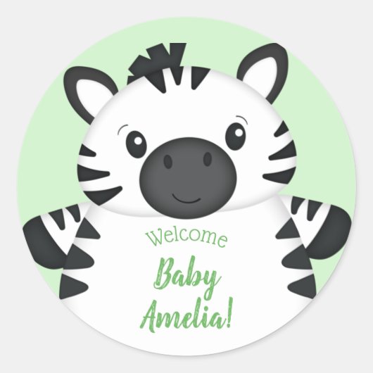 Zebra-Baby shower Ronde Sticker (Voorkant)
