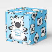 Zebra Baby shower Safari Blue Boy Bedankdoosjes (Voorkant Zijde)