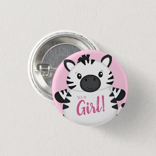 Zebra Baby shower Safari Pink Girl Ronde Button 3,2 Cm (Voorkant /achterkant)