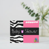 Zebra Baby shower Uitnodiging (Staand voorkant)