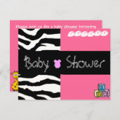 Zebra Baby shower Uitnodiging (Voorkant / Achterkant)