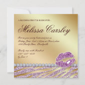 Zebra Bachelorette Party nodigt roze Gold Makeup u Kaart (Achterkant)