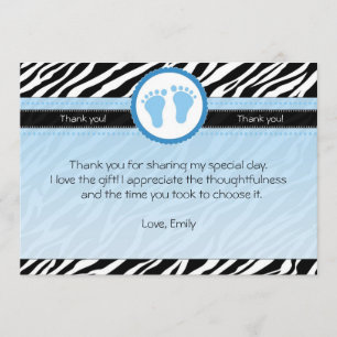 Zebra Bedankt voor je kaartje Baby Boy Shower