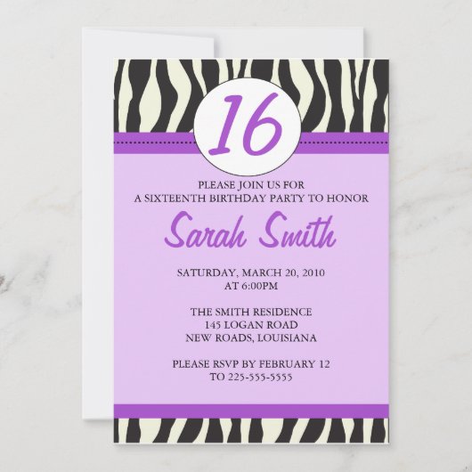 Zebra Birthday Kaart (Voorkant)
