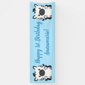 Zebra Birthday Party Blue Spandoek (Verticaal)
