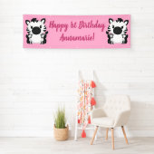 Zebra Birthday Party roze Spandoek (Insitu)