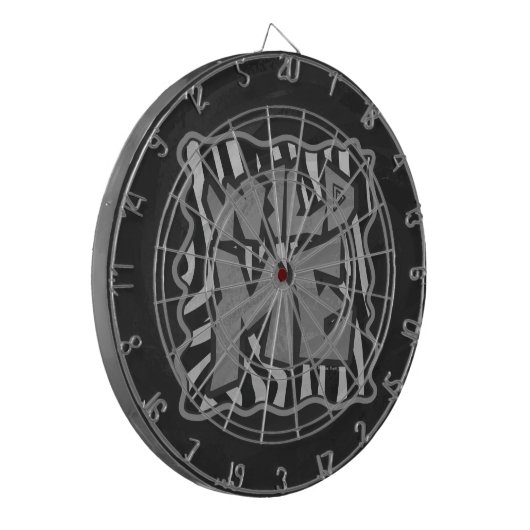 Zebra Black and Light Grey Wild me Dartbord (Voorkant Links)
