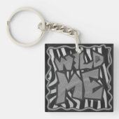 Zebra Black and Light Grey Wild me Sleutelhanger (voorkant)
