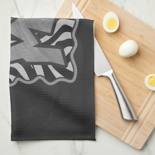 Zebra Black and Light Grey Wild me Theedoek (Quarter Fold)