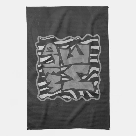 Zebra Black and Light Grey Wild me Theedoek (Verticaal)