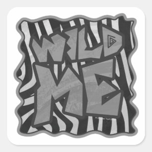 Zebra Black and Light Grey Wild me Vierkante Sticker